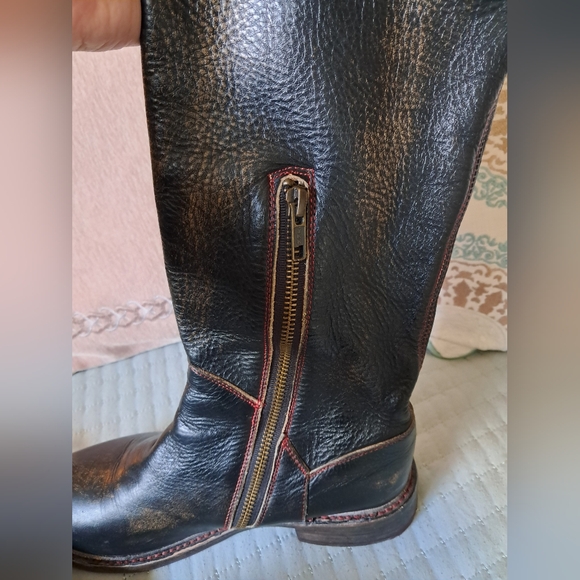 Bed Stu Manchester Distressed Leather Upper High Boots with Lace Accents - Picture 12 of 15